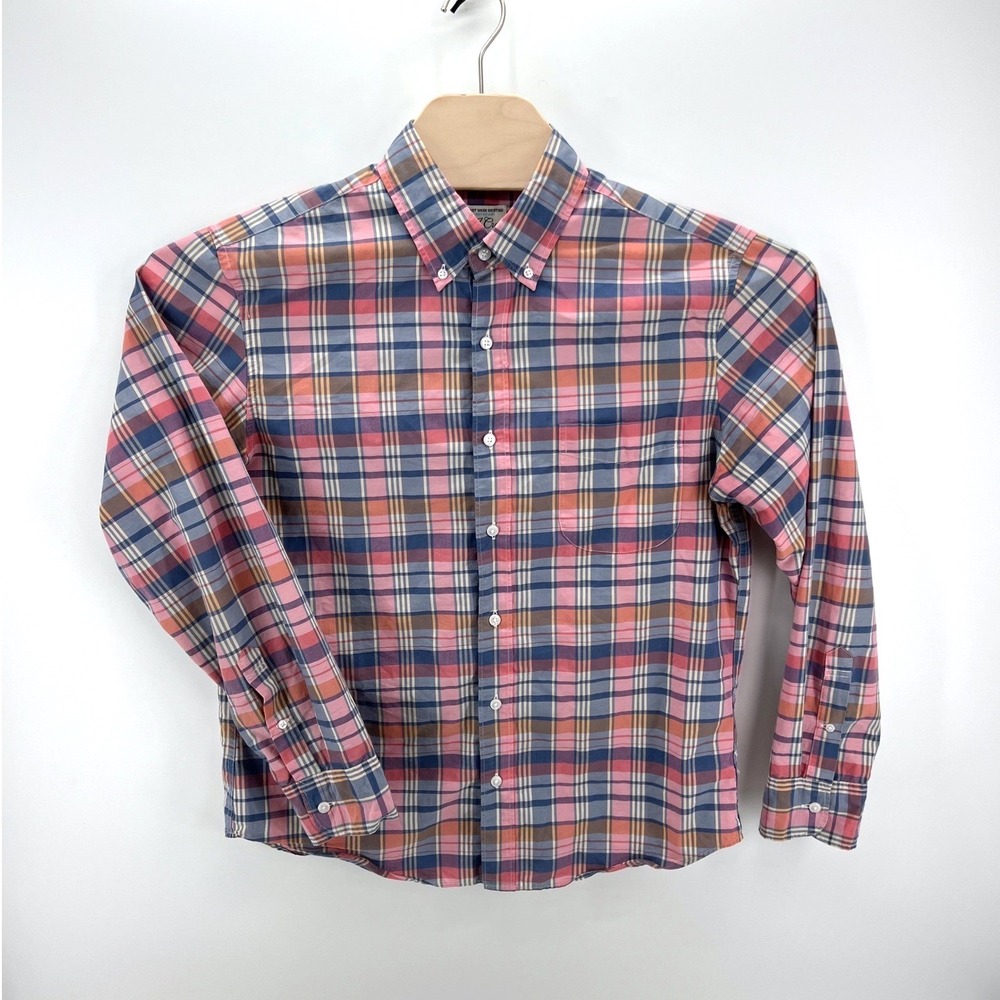 J.Crew Button Down Mens M Pink Plaid Slim Untucked Secret Wash Coolmax Shirt
